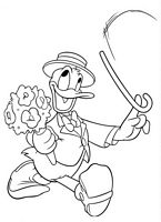kolorowanki Kaczor Donald Disney numer  5 - jako elegancki fircyk z kwiatami